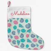 パステル調の貝殻パターン|はあなたの名前を加えます スモールクリスマスストッキング (正面)