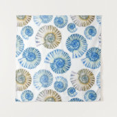 パステル調の貝殻パターン タペストリー (正面)