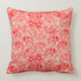 パステル調の赤いの水彩画の花およびピンク クッション