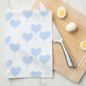 パステル調の青いハートの気球パターン キッチンタオル (四つ折り)