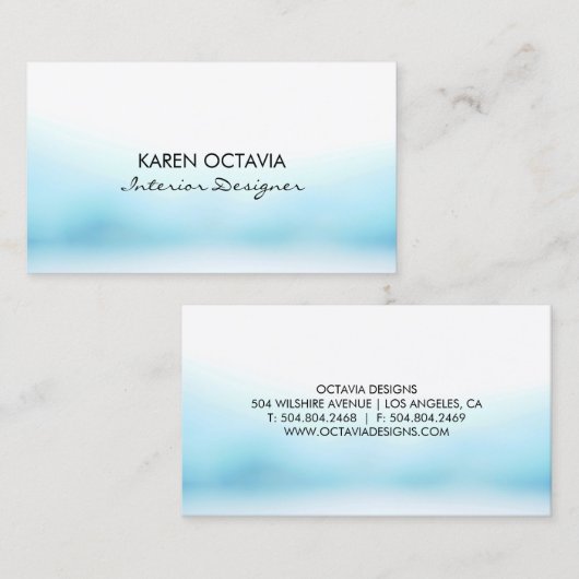 パステル調の青い水彩画の名刺 名刺 (正面/裏面)