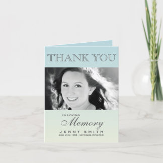 パステル調の青いOmbréの写真の悔やみや弔慰は感謝していしています サンキューカード