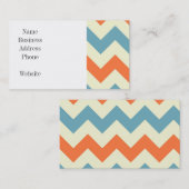 パステル調の青およびオレンジシェブロンは縞で飾ります 名刺 (正面/裏面)