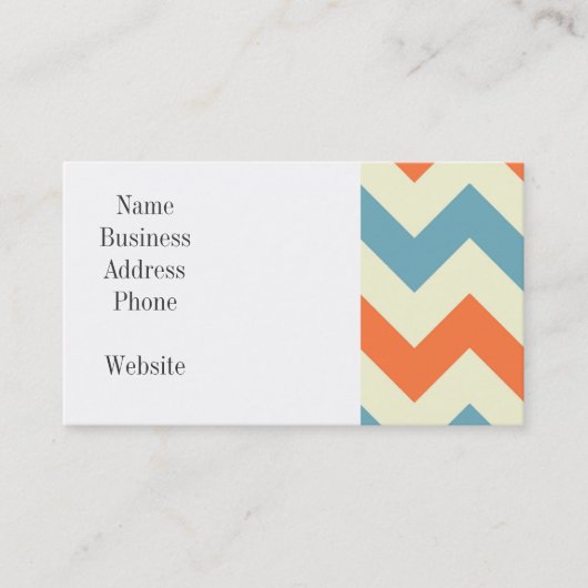パステル調の青およびオレンジシェブロンは縞で飾ります 名刺 (正面)