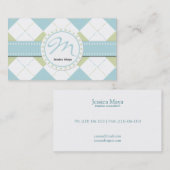 パステル調の青および緑のレジ係パターン 名刺 (正面/裏面)