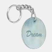 パステル調の青の水彩画の背景および黄色 キーホルダー (正面左)