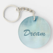 パステル調の青の水彩画の背景および黄色 キーホルダー (正面)