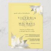 パステル調の黄色く白い花の結婚式招待状 招待状 (正面/裏面)