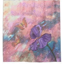 パステル調の（昆虫）オオカバマダラ、モナークのシャワー・カーテン