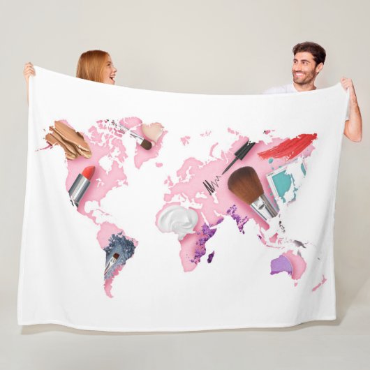 パステル調のComesticsの世界地図 フリースブランケット (インサイチュ)
