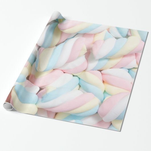 パステル調キャンデーのマシュマロの甘い御馳走かわいい食糧 ラッピングペーパー (アンロールド)