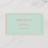パステル調ピンクおよびミントのベビーシッターの乳母 名刺 (裏面)