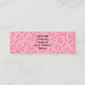 パステル調ピンクのヒョウのプリント。 カスタムなモノグラム スキニー名刺 (裏面)