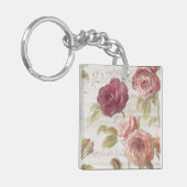 パステル調ピンクのフランス人のバラ キーホルダー (正面左)