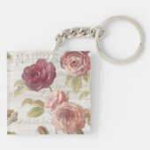 パステル調ピンクのフランス人のバラ キーホルダー (裏面)
