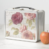 パステル調ピンクのフランス人のバラ メタルランチボックス (インサイチュ)