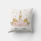 パステル調ピンクのユニコーンの魔法の雲のグリッターの子供部屋 クッション (裏面)