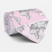 パステル調ピンクの地図書 ネクタイ (ロール)