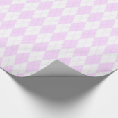 パステル調ピンクの格子縞のアーガイルパターン ラッピングペーパー (角)