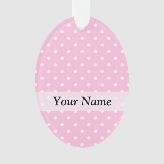 パステル調ピンクの水玉模様パターン オーナメント (正面)