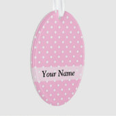 パステル調ピンクの水玉模様パターン オーナメント (正面)