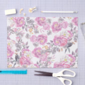 パステル調ピンクの灰色のエレガントな国のバラの花 薄葉紙 (クラフト)