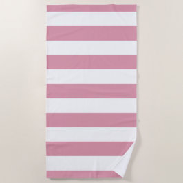 パステル調ピンクの白い縞模様 ビーチタオル