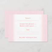 パステル調ピンクの縞 出欠カード (正面/裏面)