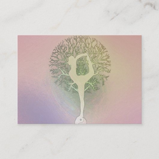 パステル調ピンクの虹のヨガの木 名刺 (正面)