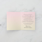 パステル調ピンクのOmbréの写真の悔やみや弔慰は感謝していしています サンキューカード (内部)