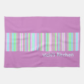 パステル調ピンクキャンデーのストライプの台所ふきん キッチンタオル (横)