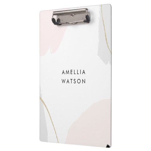 パステル調ピンク、黒い及び灰色の水彩画のブラシの打撃 クリップボード (左)