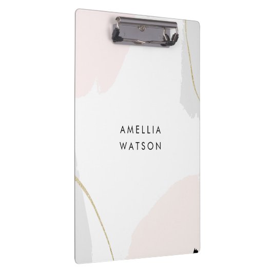 パステル調ピンク、黒い及び灰色の水彩画のブラシの打撃 クリップボード (右)