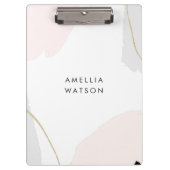 パステル調ピンク、黒い及び灰色の水彩画のブラシの打撃 クリップボード (正面)