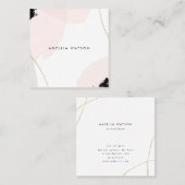 パステル調ピンク、黒い及び灰色の水彩画のブラシの打撃 スクエア名刺 (正面/裏面)