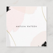 パステル調ピンク、黒い及び灰色の水彩画のブラシの打撃 スクエア名刺 (正面)