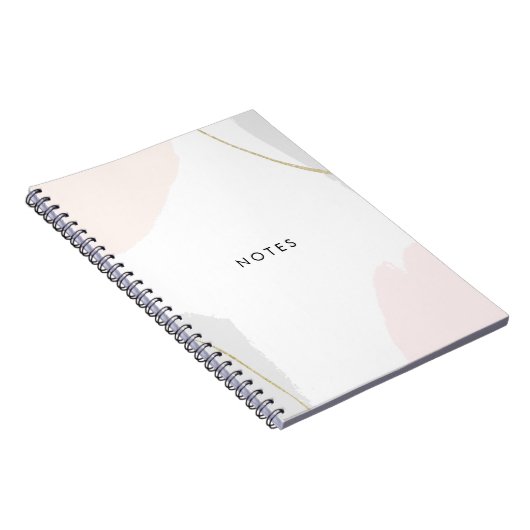 パステル調ピンク、黒い及び灰色の水彩画のブラシの打撃 ノートブック (右側)