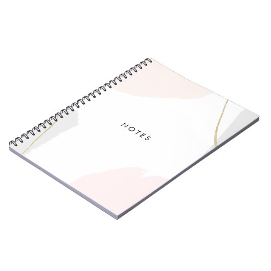 パステル調ピンク、黒い及び灰色の水彩画のブラシの打撃 ノートブック (左側)