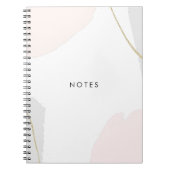 パステル調ピンク、黒い及び灰色の水彩画のブラシの打撃 ノートブック (正面)