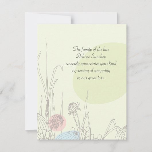 パステル調分野-死別はNotecard感謝していしています サンキューカード (正面)