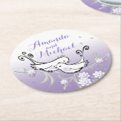パステル調愛鳥のカスタムな結婚式のコースター ラウンドペーパーコースター (アングル)