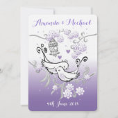 パステル調愛鳥の名前入りな結婚式の招待 招待状 (正面)