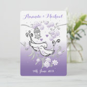 パステル調愛鳥の名前入りな結婚式の招待 招待状 (スタンド正面)