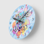 パステル調神の子供 ラウンド壁時計 (傾斜)