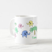 パステル調象およびヤシの木のマグ コーヒーマグカップ (正面左)