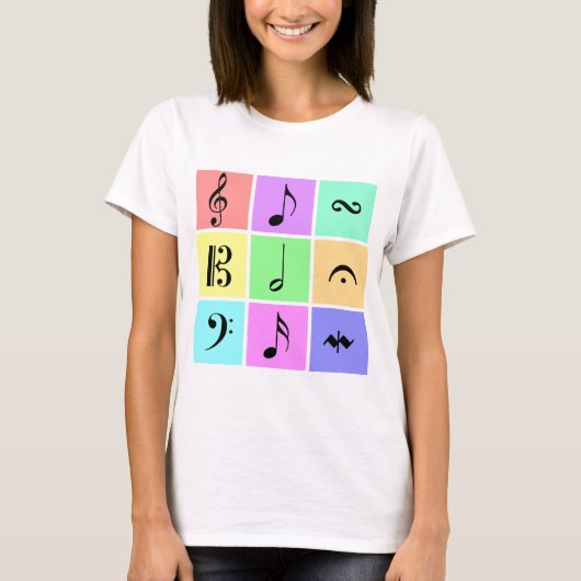 パステル調音楽記号 Tシャツ (正面)