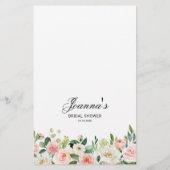 パステル赤面かわいらしピンクフローラブライダルシャワーゲーム (裏面)