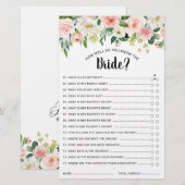 パステル赤面かわいらしピンクフローラブライダルシャワーゲーム (正面/裏面)