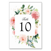パステル赤面かわいらしピンクフローラボタニカル結婚ズ テーブルナンバー (裏面)