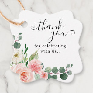 パステル赤面かわいらしピンクフローラボタニカル結婚ズ フェイバータグ